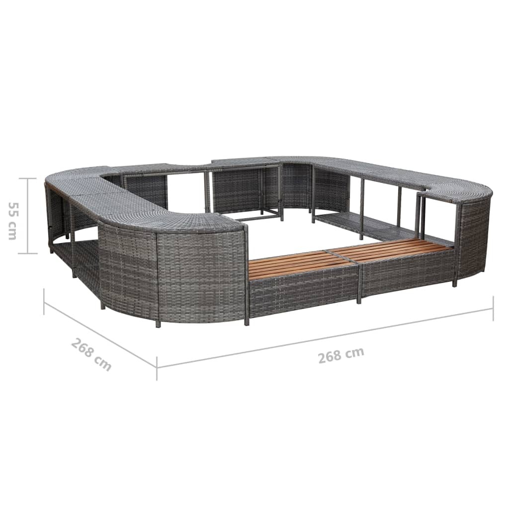 Square Spa Surround Grey 268 x 268 x 55 cm Poly Rattan